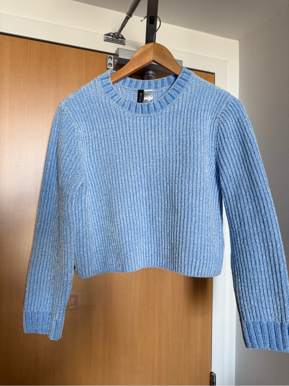 H&M Baby Blue Ribbed Crewneck Sweater+free hat gift